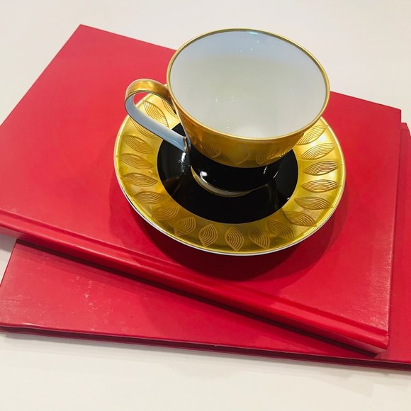 Echt Weimar Kobalt Gold Porzellan Teacup Saucer Made In German Democratic Republ - Picture 3 of 9